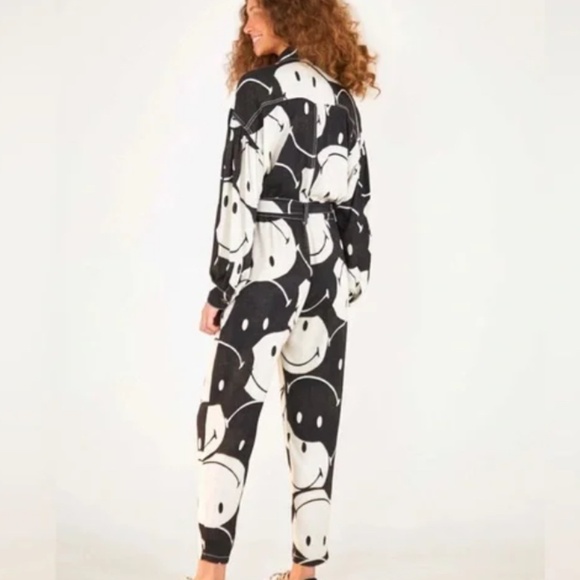 Farm Rio Smiley Black & White Denim Jumpsuit - Picture 9 of 9
